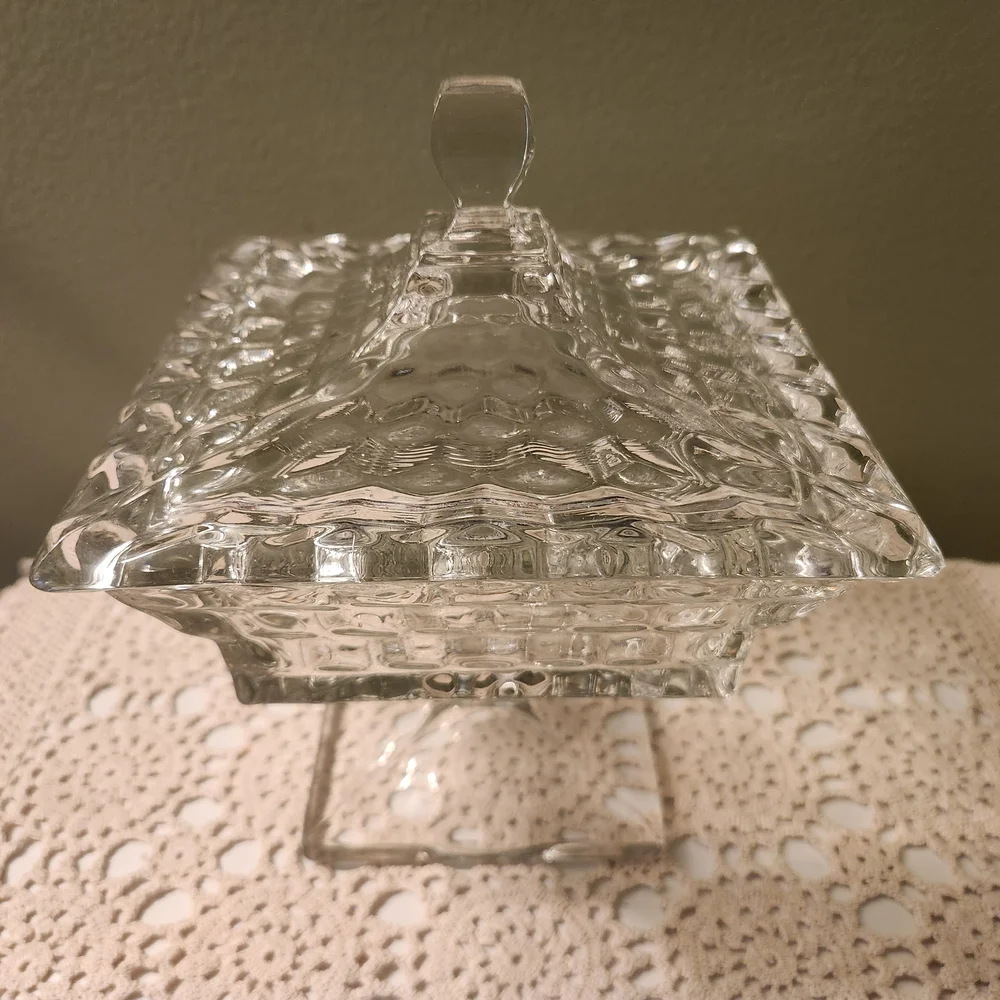 VTG Fostoria American Clear Wedding Bowl With Lid /Candy Dish/Compote HEAVY! - Picture 8 of 16